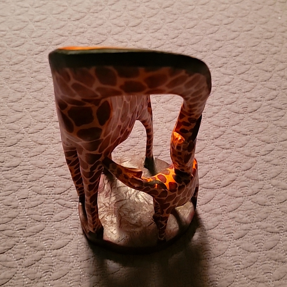 Hand crafted wooden giraffe and baby